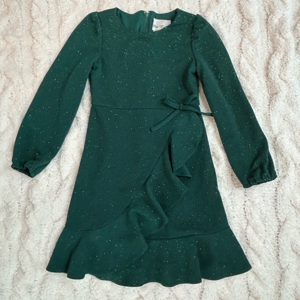 Rare Editions Green Sparkle Kids Dress